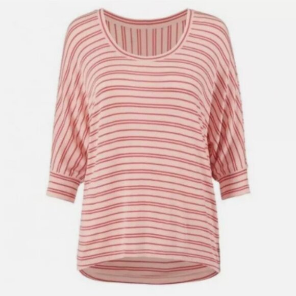 Cabi Tickled Tee Shirt XS Pink Striped Stretchy Top #5750 - Picture 2 of 9